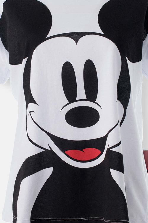 PIJAMA DE MICKEY MOUSE PANTALÓN CORTO BLANCO Y ROJO PARA MUJER