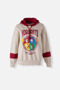 BUZO DE HARRY POTTER CAQUI Y ROJO CON CAPUCHA PARA MUJER