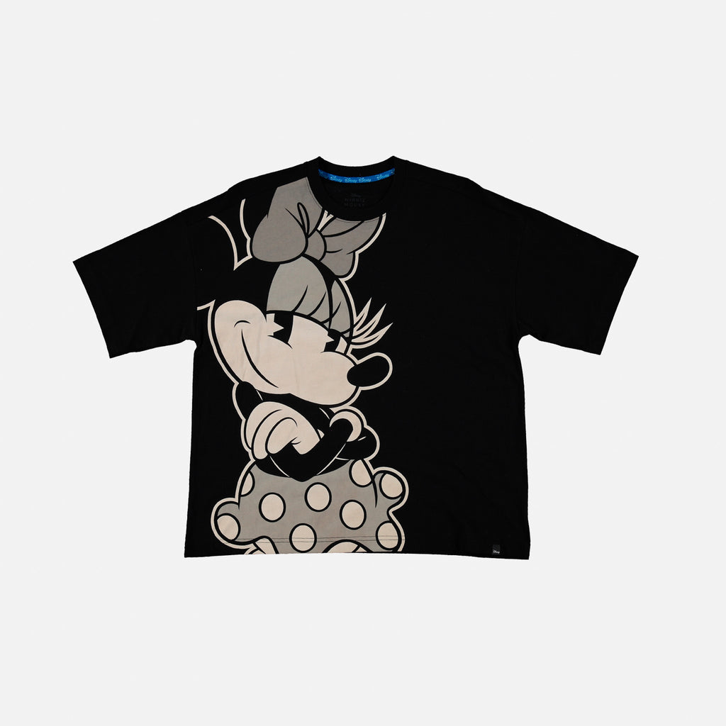 CAMISETA DE MUJER, MANGA CORTA OVERSIZE FIT NEGRA DE MINNIE MOUSE ©DISNEY