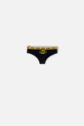 PANTY DE BATMAN NEGRA CON CINTURA ELÁSTICA AMARILLA PARA MUJER