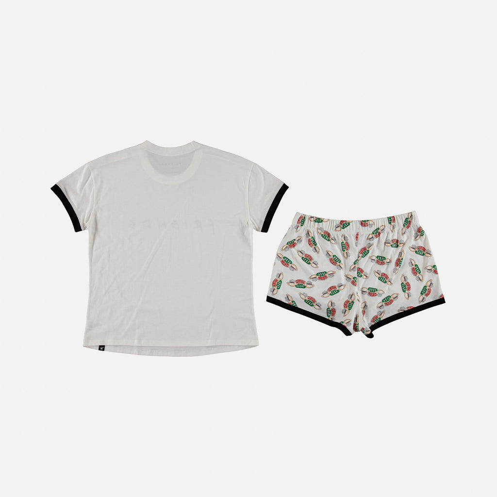 PIJAMA DE FRIENDS DE PANTALÓN CORTO MARFIL PARA MUJER