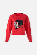 BUZO DE MAFALDA CERRADO ROJO PARA MUJER