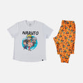 PIJAMA DE NARUTO DE PANTALÓN LARGO BLANCA Y NARANJA PARA MUJER