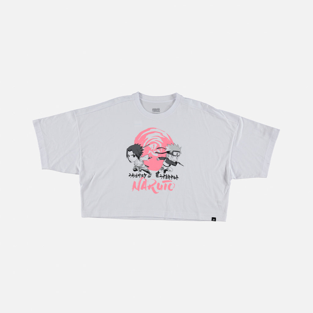 CAMISETA DE NARUTO TIPO CROP BLANCA PARA MUJER