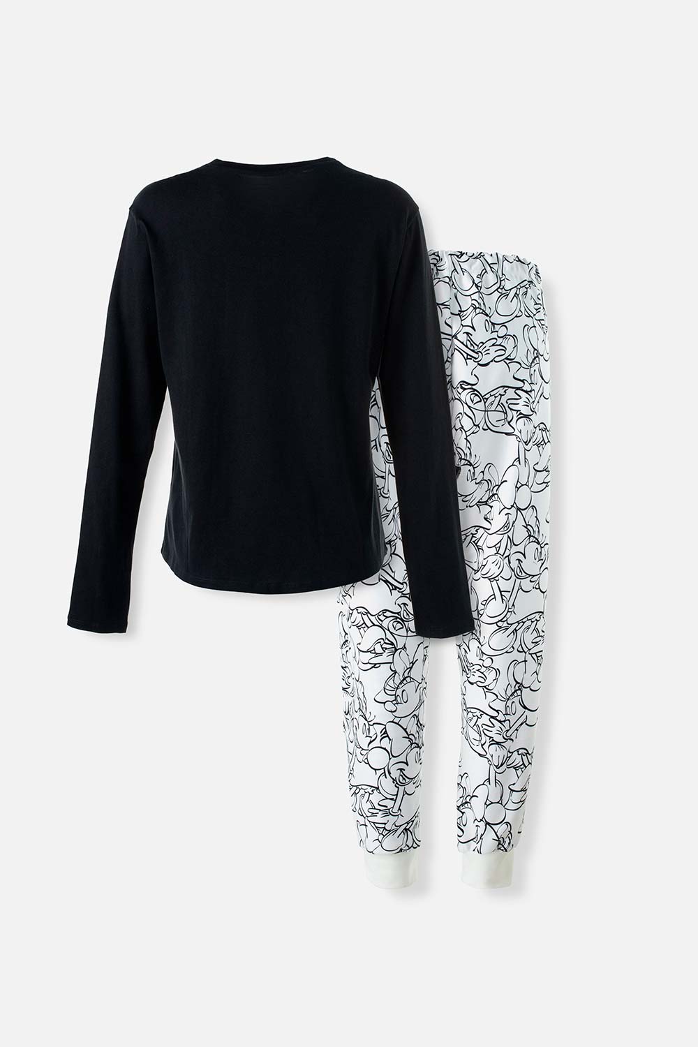 PIJAMA DE MINNIE MANGA LARGA NEGRA Y MARFIL PARA MUJER