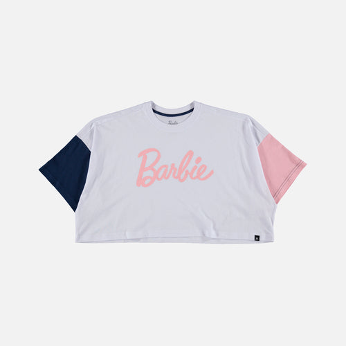 CAMISETA DE BARBIE OVERSIZE MANGA CORTA BLANCA PARA MUJER