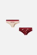 PACK X2 PANTIES DE HARRY POTTER VINOTINTO Y CAQUI PARA MUJER
