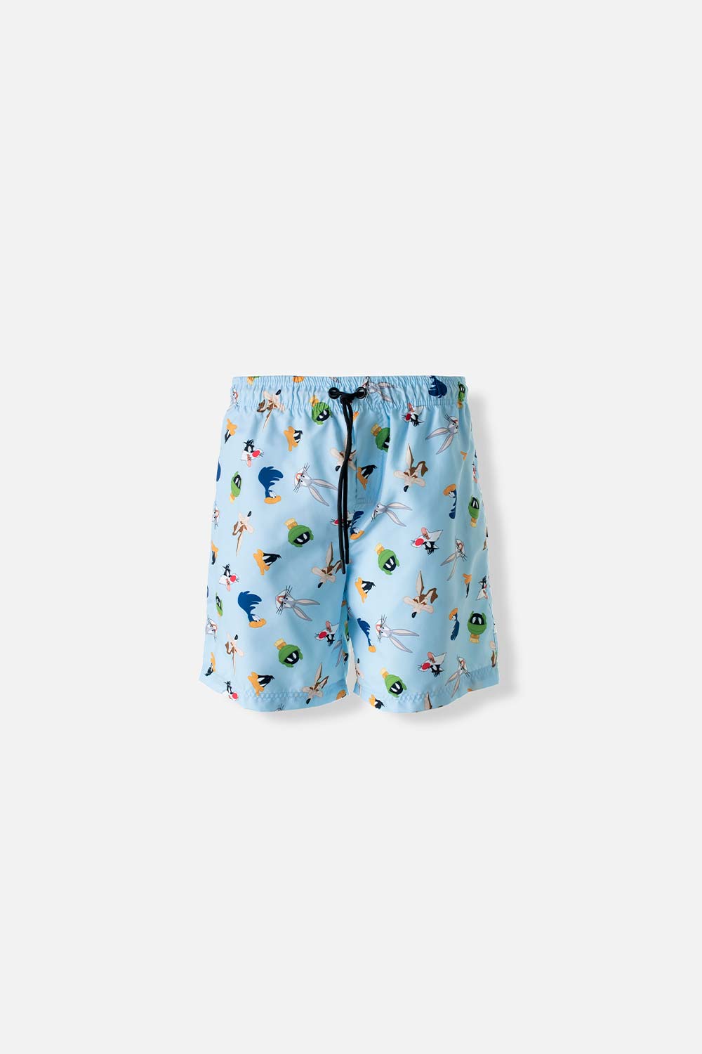 PANTALONETA DE BAÑO DE LOS LOONEY TUNES CON CORDÓN AZUL CLARO PARA HOMBRE ( TE RECOMENDAMOS COMPRAR UNA TALLA MENOR A LA HABITUAL)