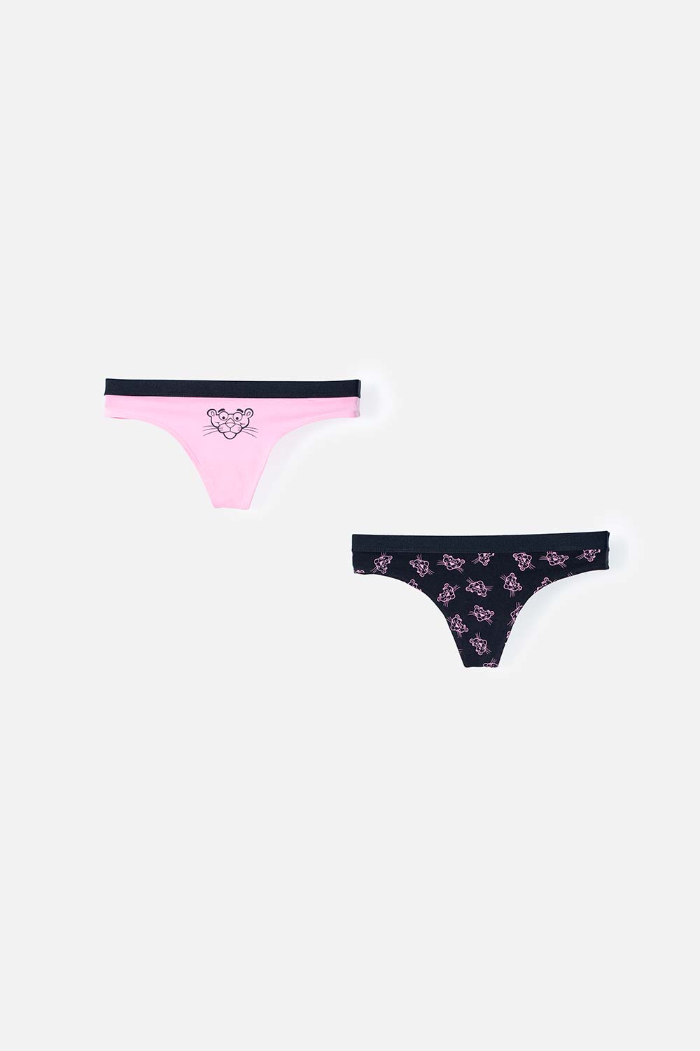 PACK X2 PANTIES DE LA PANTERA ROSA NEGRA Y ROSADA PARA MUJER