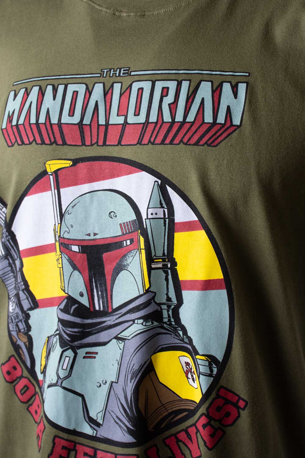 CAMISETA DE MANDALORIAN ESTAMPADA VERDE MILITAR PARA HOMBRE
