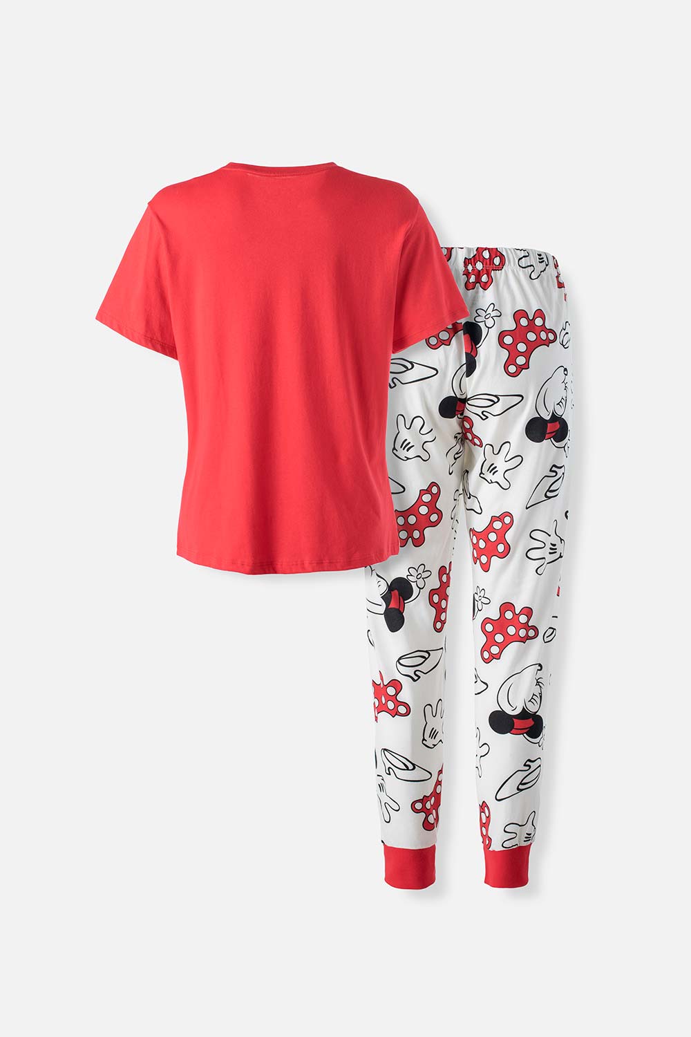 PIJAMA DE MINNIE MOUSE ROJA Y MARFIL MANGA CORTA PARA MUJER