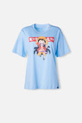 CAMISETA DE ONE PIECE AZUL CUELLO REDONDO PARA MUJER
