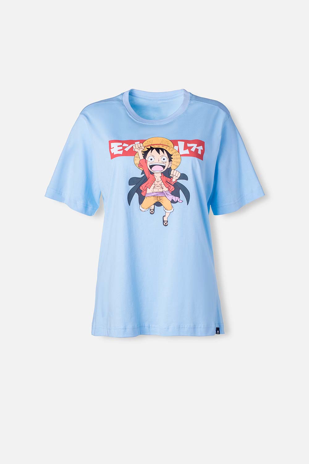 CAMISETA DE ONE PIECE AZUL CUELLO REDONDO PARA MUJER