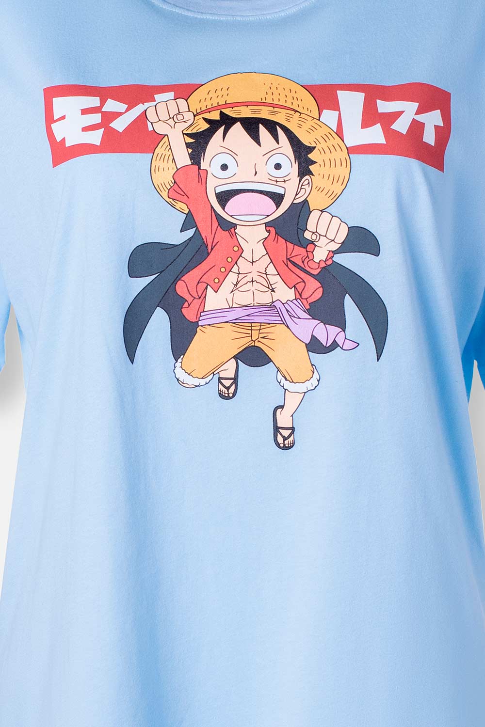 CAMISETA DE ONE PIECE AZUL CUELLO REDONDO PARA MUJER