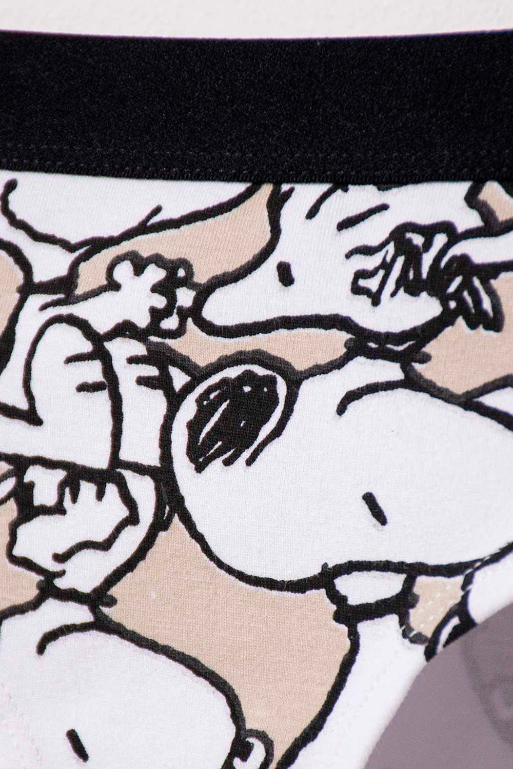 PACK X2 PANTIES DE SNOOPY CON CINTURA ELÁSTICA BLANCO Y CAQUI PARA MUJER
