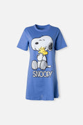 PIJAMA DE SNOOPY AZUL MANGA CORTA PARA MUJER