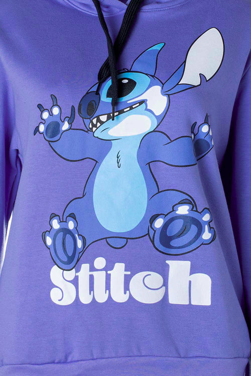 BUZO DE STITCH AZUL HORTENSIA CON CAPUCHA PARA MUJER