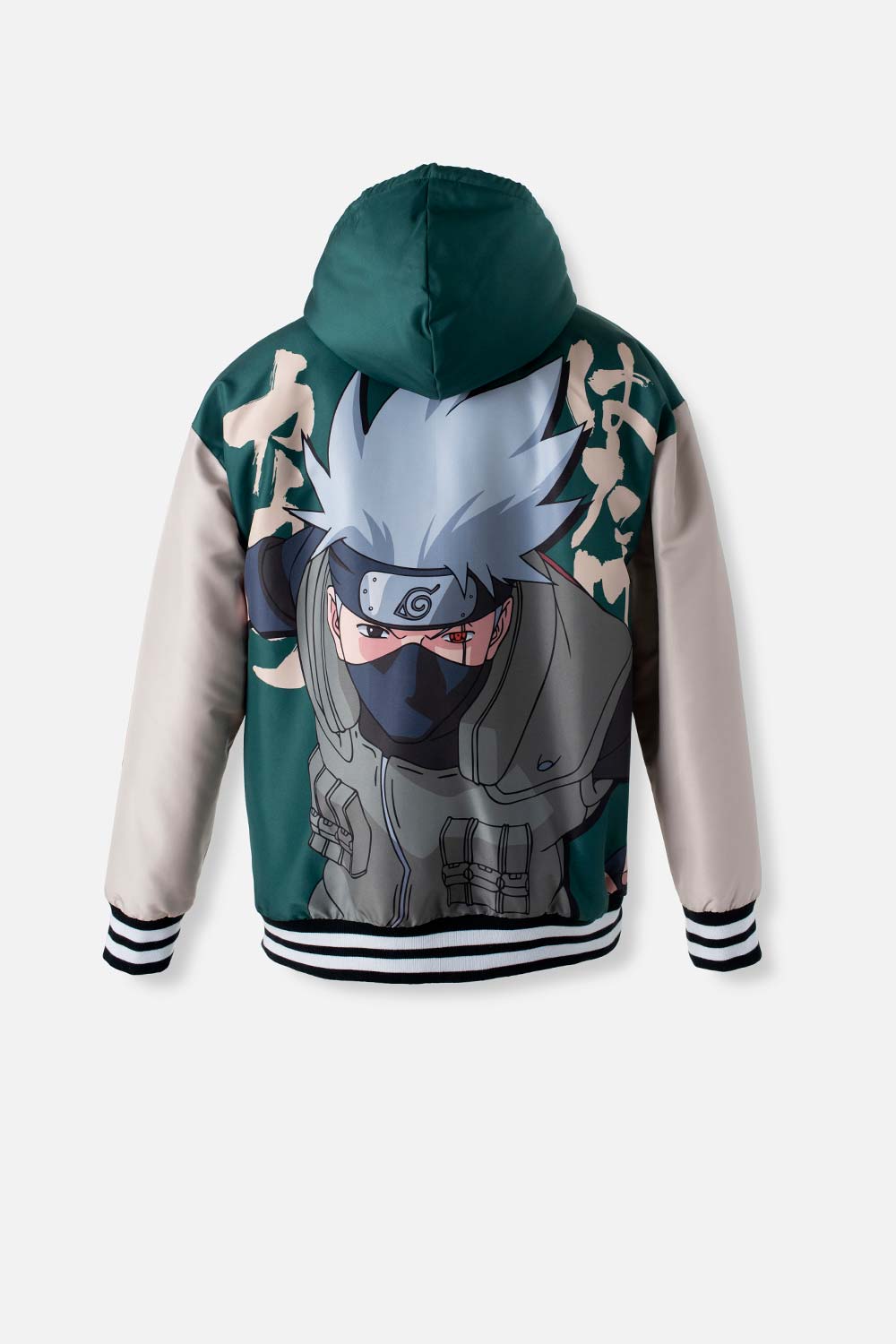CHAQUETA DE NARUTO CON CIERRE Y CHOMPA VERDE Y MARFIL PARA HOMBRE