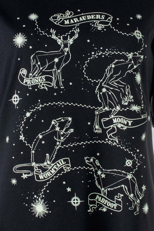 CAMISETA DE HARRY POTTER MANGA CORTA NEGRA PARA MUJER