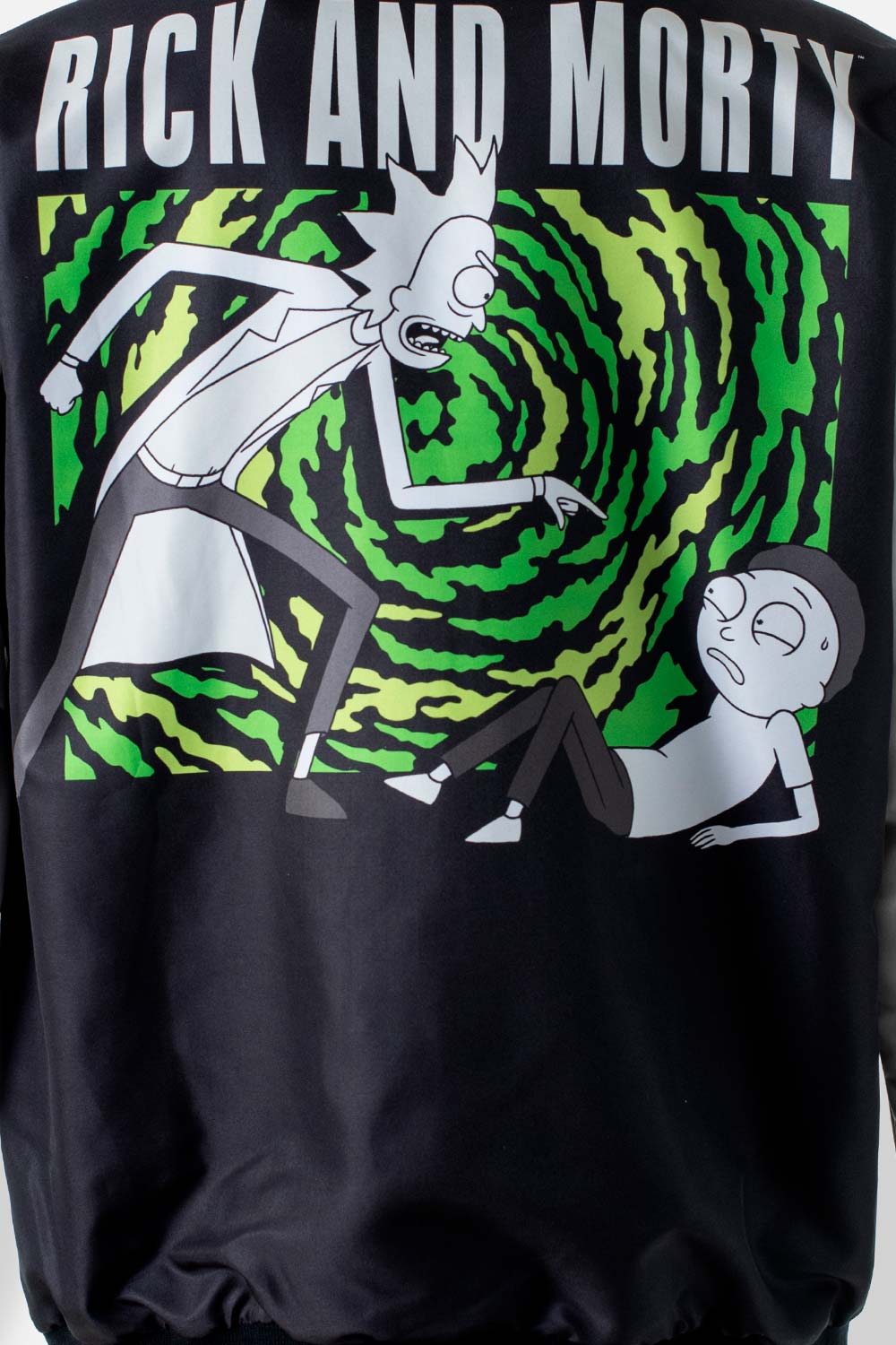 CHAQUETA DE RICK Y MORTY GRIS Y NEGRA ESTAMPADA PARA HOMBRE