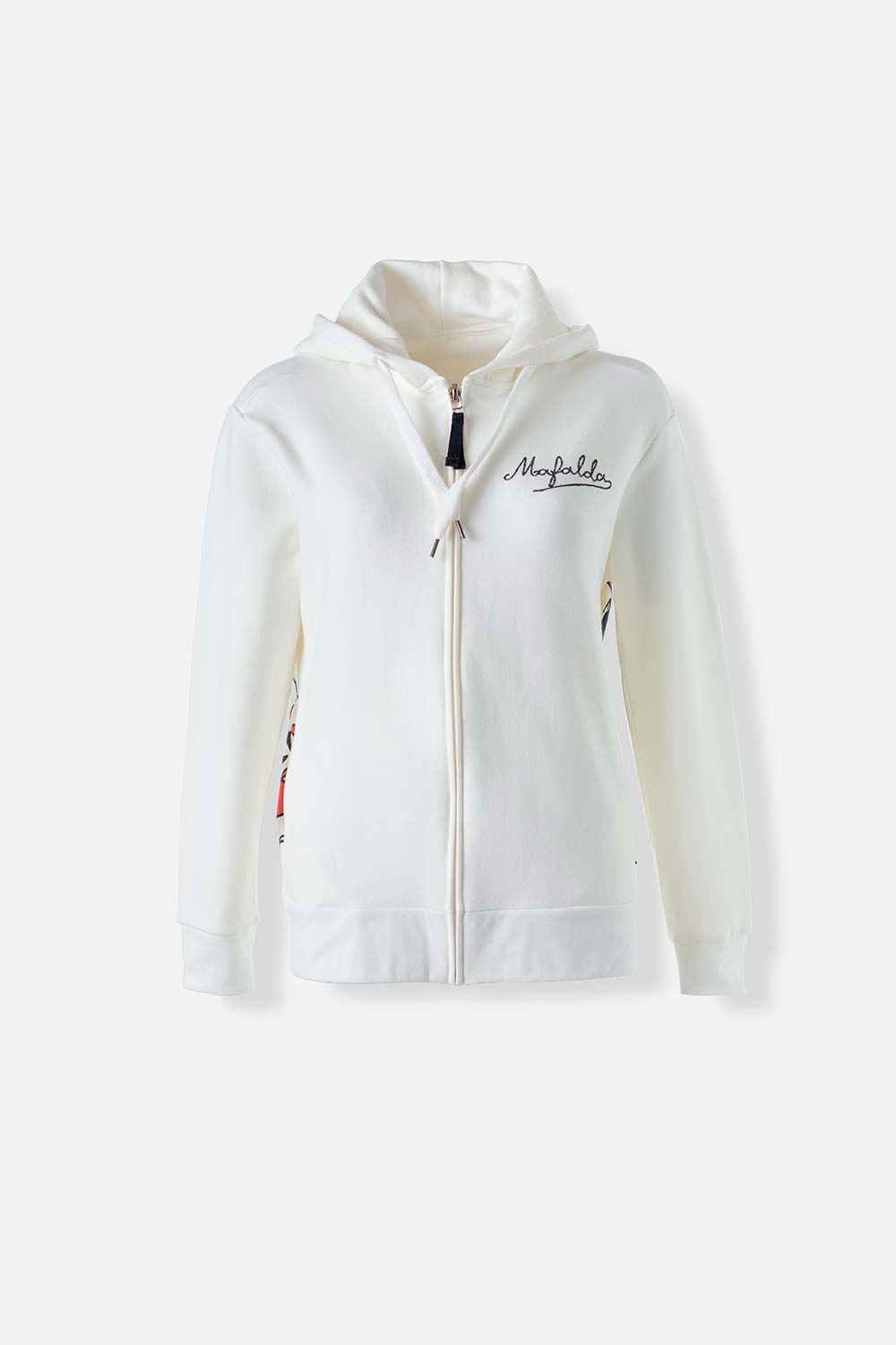 BUZO DE MAFALDA MARFIL DE DISEÑO ABIERTO PARA MUJER