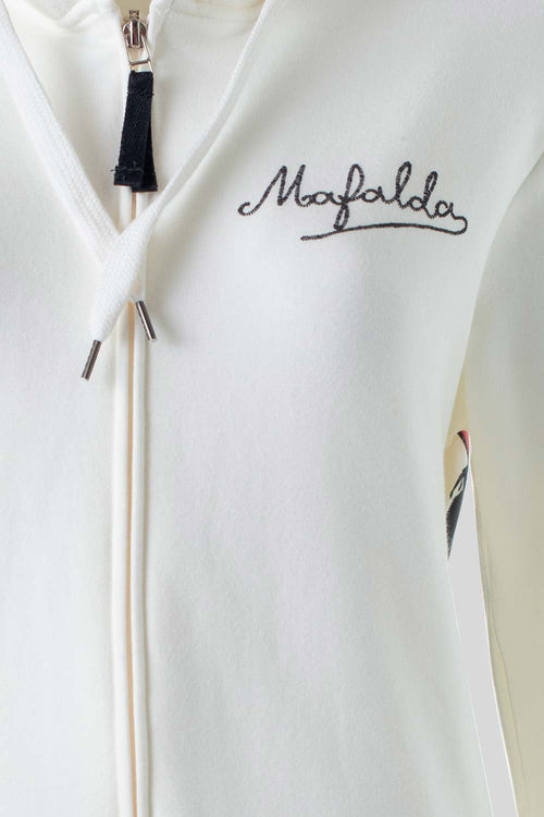 BUZO DE MAFALDA MARFIL DE DISEÑO ABIERTO PARA MUJER