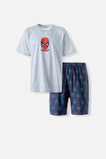 PIJAMA DE SPIDER-MAN GRIS Y AZUL DE PANTALÓN CORTO PARA HOMBRE