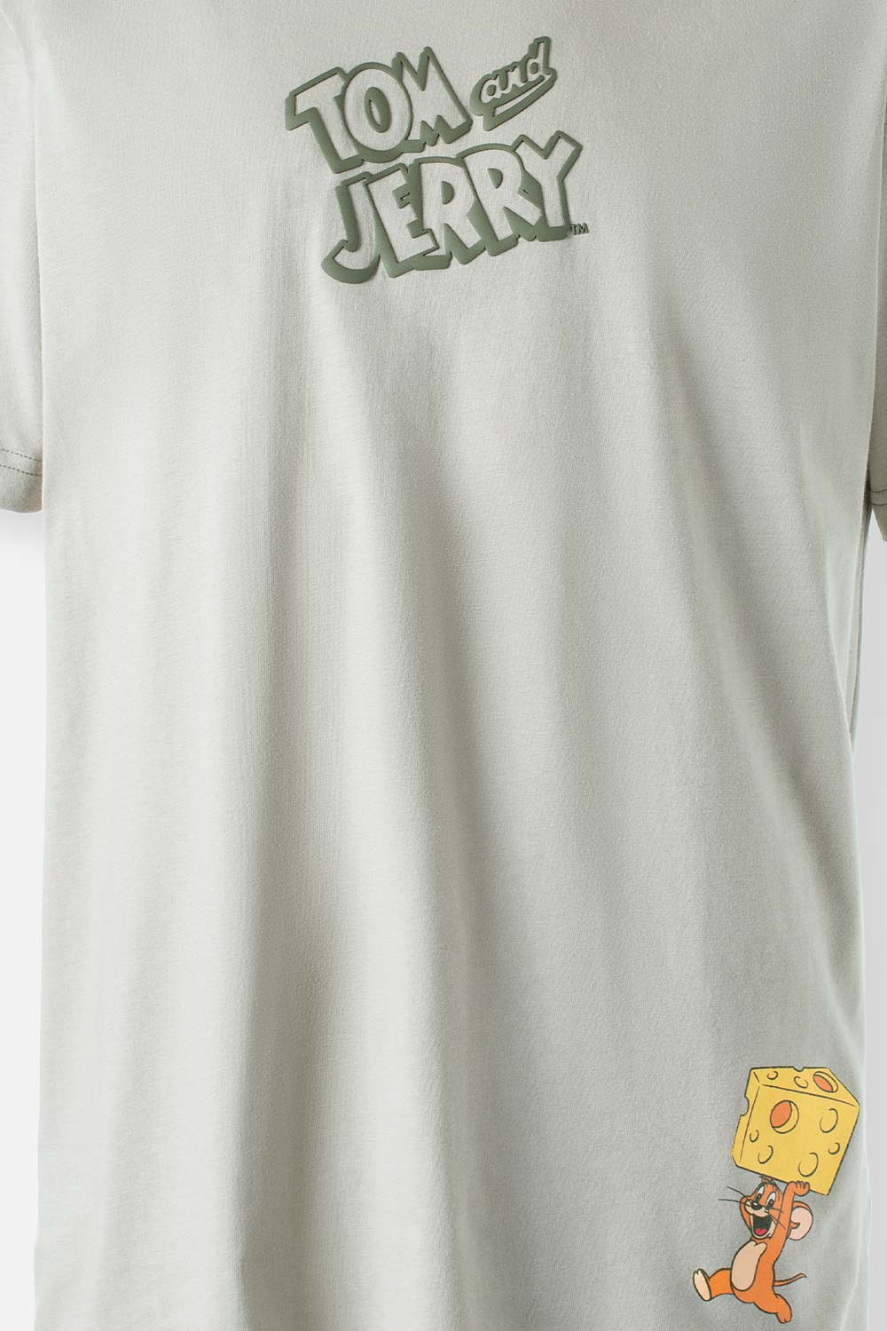 CAMISETA DE TOM Y JERRY MANGA CORTA CORTA VERDE ACEITUNA GÉNERO NEUTRO