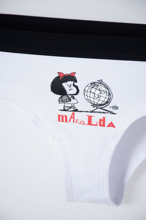 PACK X2 PANTIES DE MAFALDA NEGRO Y BLANCO PARA MUJER