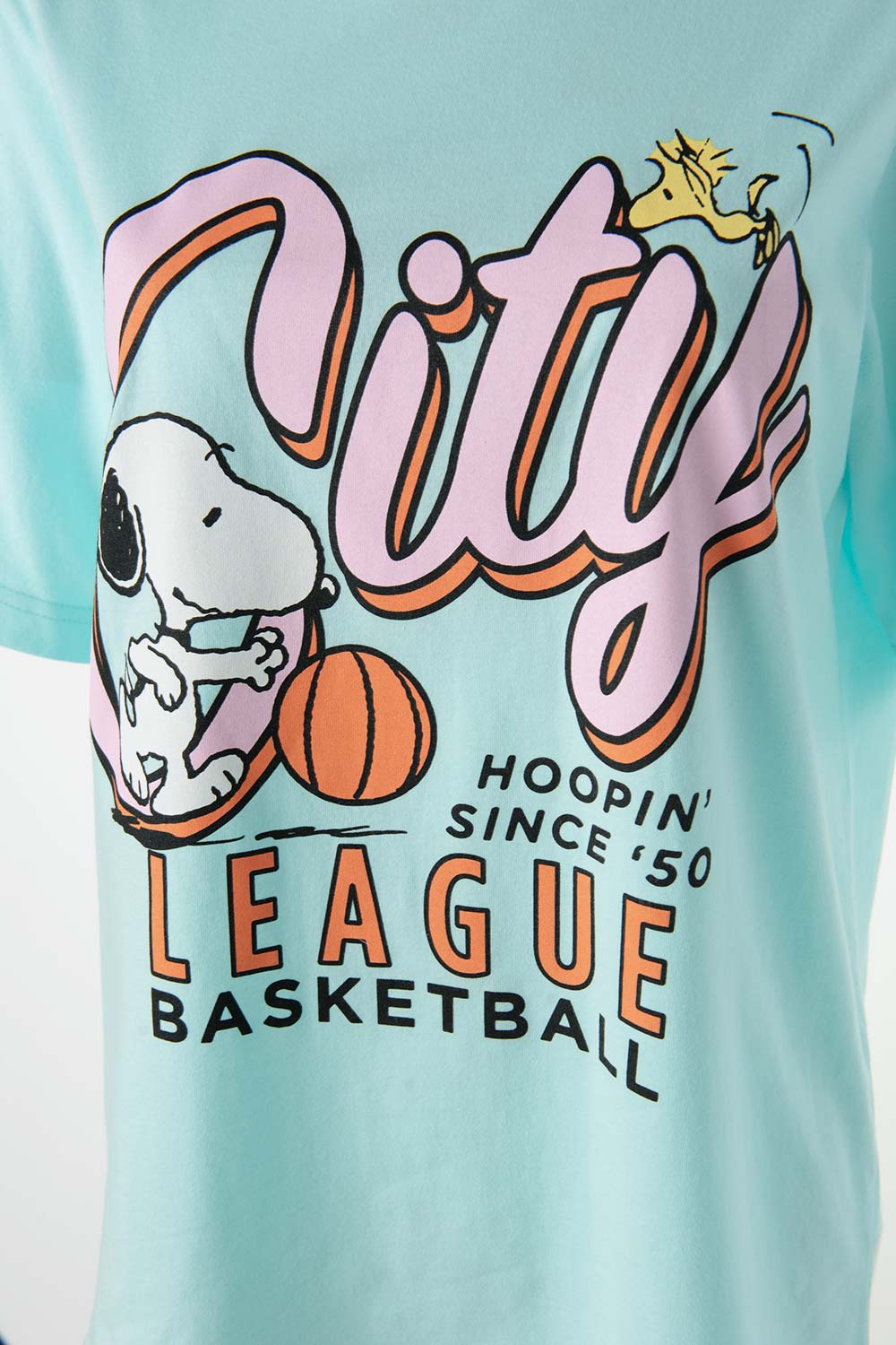CAMISETA DE SNOOPY MANGA CORTA AZUL PARA MUJER