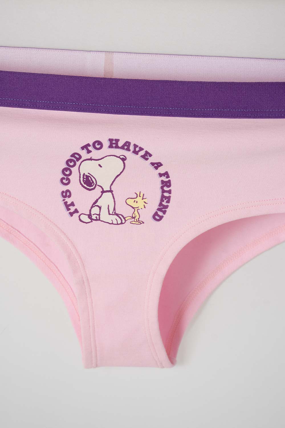 PACK X2 PANTIES DE SNOOPY MARFIL Y ROSA PASTEL PARA MUJER