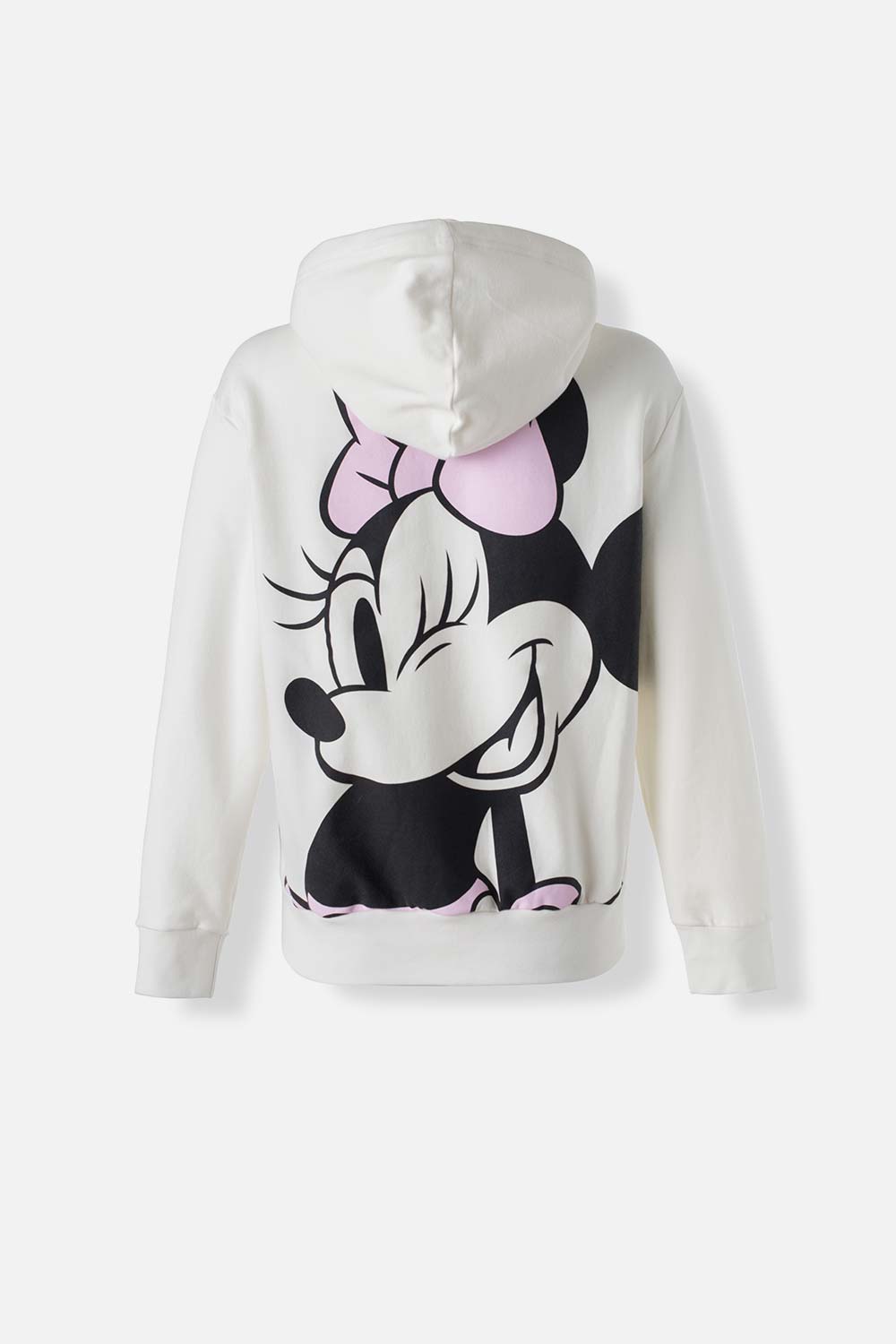 BUZO DE MINNIE MOUSE CON CIERRE Y CAPUCHA MARFIL PARA MUJER