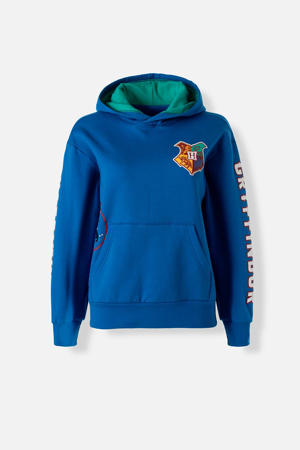 BUZO DE HARRY POTTER AZUL Y VERDE CON CAPUCHA PARA MUJER