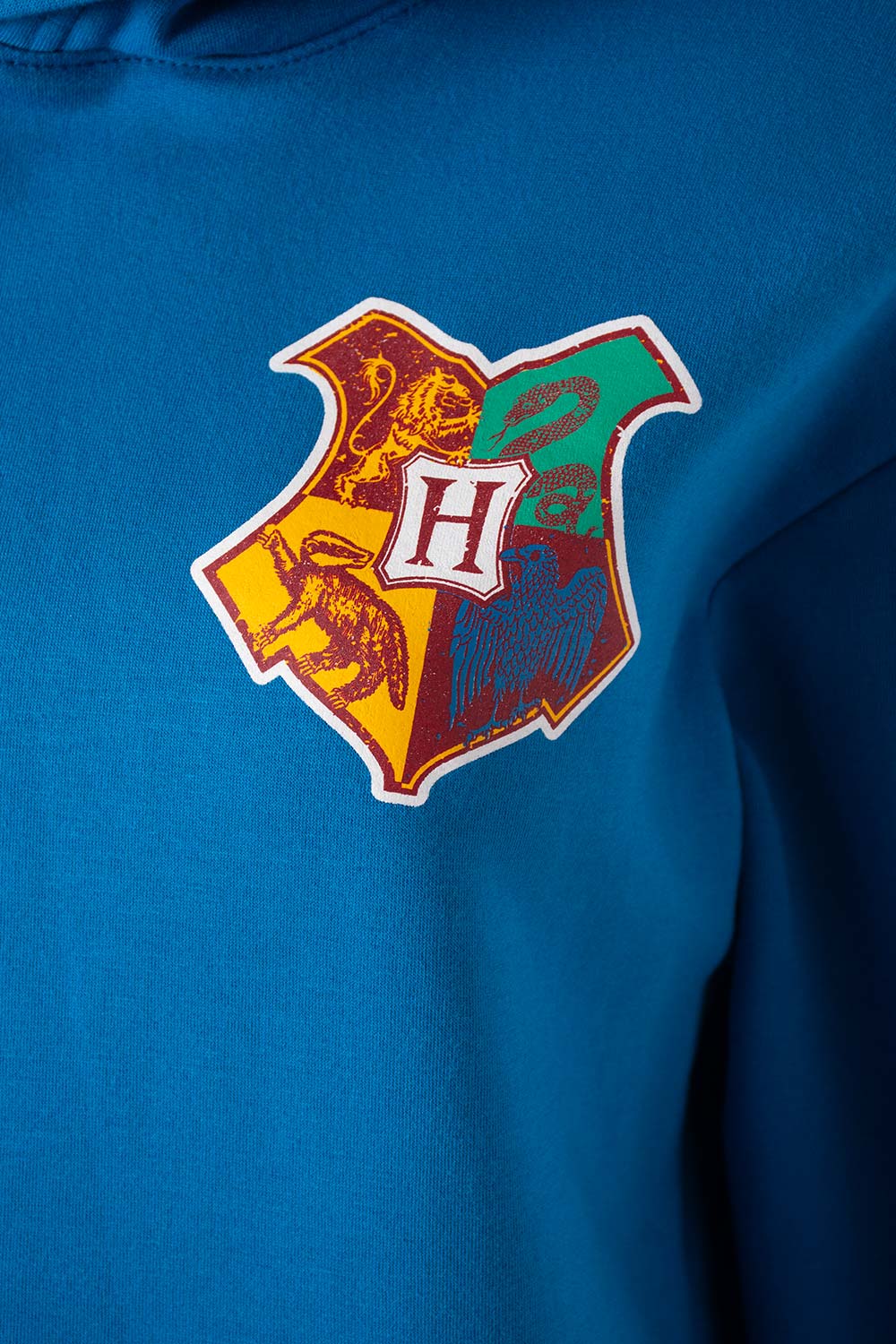 BUZO DE HARRY POTTER AZUL Y VERDE CON CAPUCHA PARA MUJER