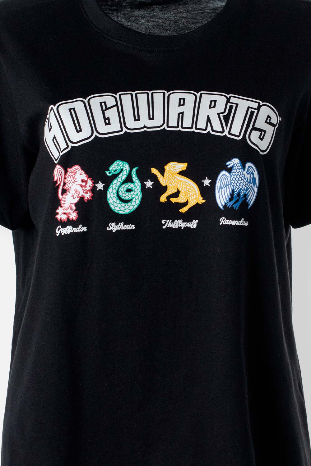 PIJAMA DE HARRY POTTER NEGRA Y MULTICOLOR DE PANTALÓN LARGO PARA MUJER