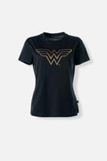 CAMISETA DE WONDER WOMAN MANGA CORTA NEGRA PARA MUJER