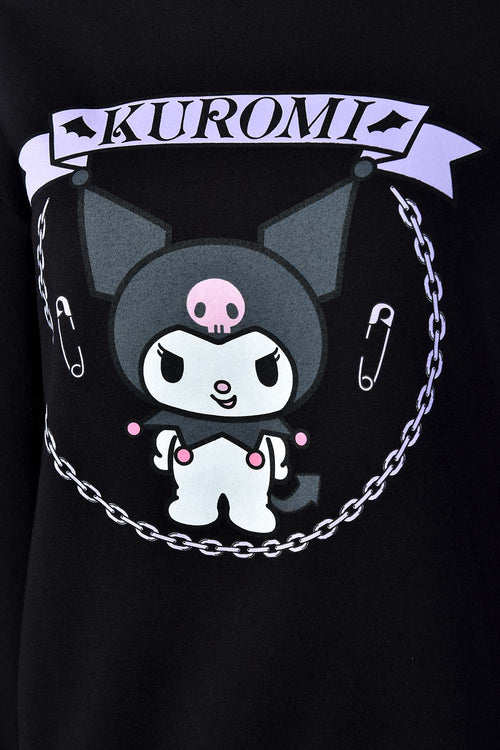 BUZO DE KUROMI MANGA LARGA NEGRO PARA MUJER