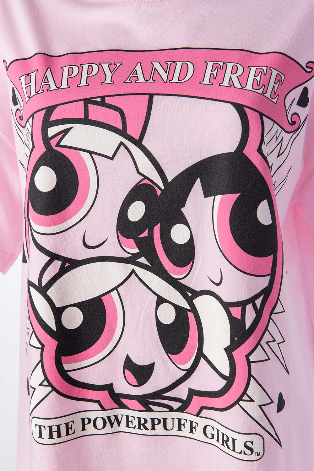 CAMISETA DE LAS CHICAS SUPERPODEROSAS ROSADA MANGA CORTA PARA MUJER