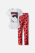 PIJAMA DE MAFALDA DE PANTALÓN LARGO BLANCO Y ROJO PARA MUJER