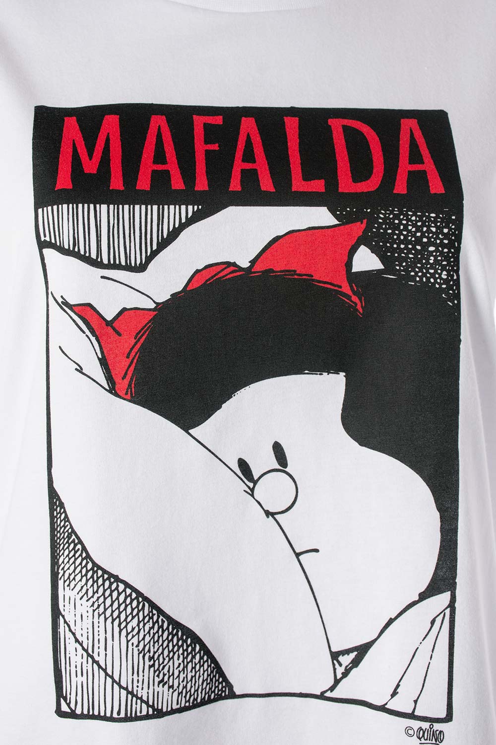 PIJAMA DE MAFALDA DE PANTALÓN LARGO BLANCO Y ROJO PARA MUJER