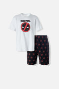 PIJAMA DE DEADPOOL PANTALÓN CORTO BLANCO Y NEGRO PARA HOMBRE