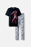PIJAMA DE DEADPOOL DE PANTALÓN LARGO NEGRO Y BLANCO PARA HOMBRE