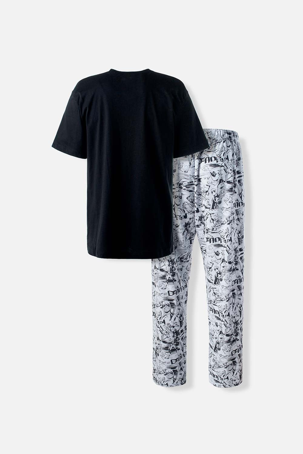 PIJAMA DE DEADPOOL DE PANTALÓN LARGO NEGRO Y BLANCO PARA HOMBRE