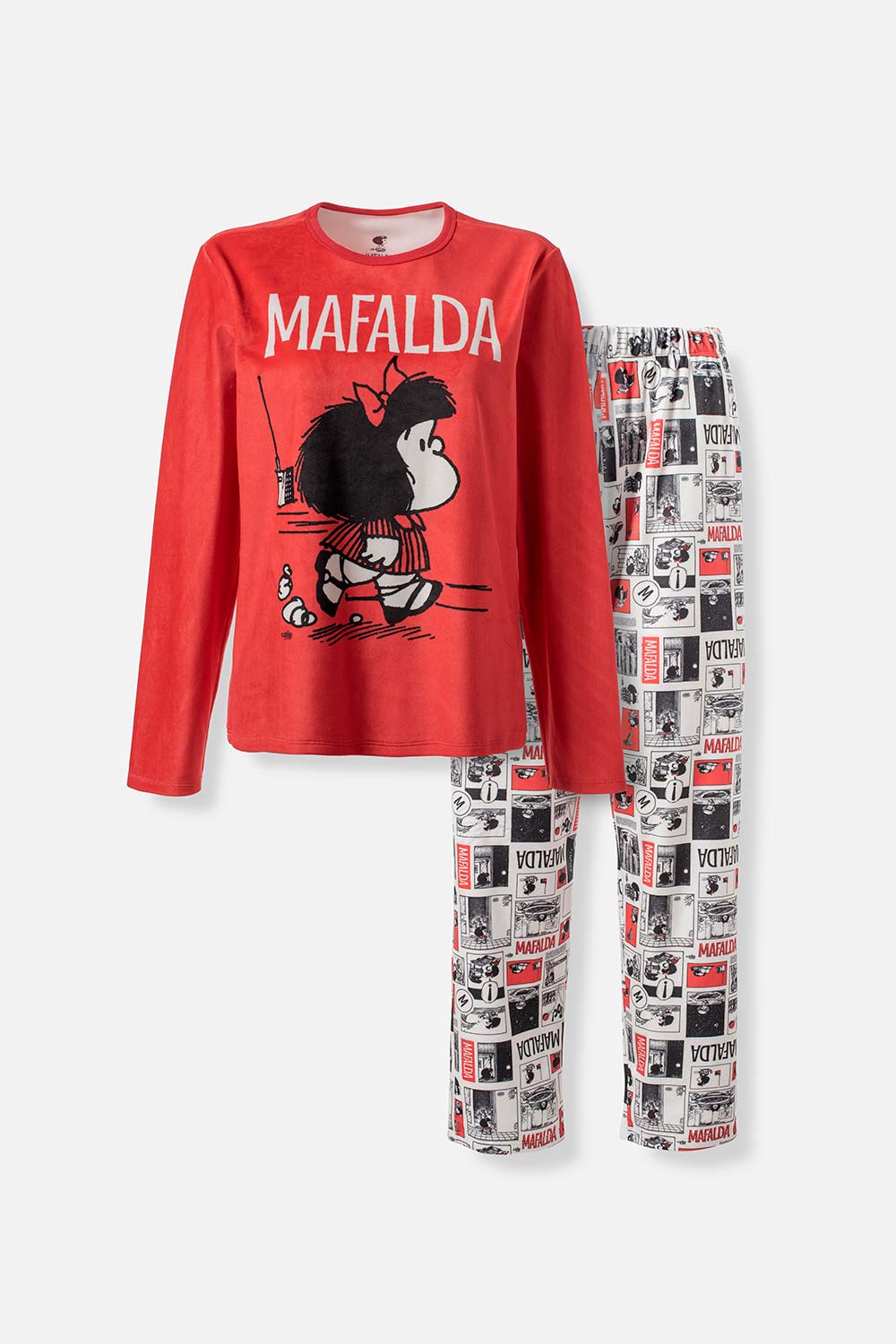 PIJAMA DE MAFALDA CON PANTALON LARGO PARA MUJER