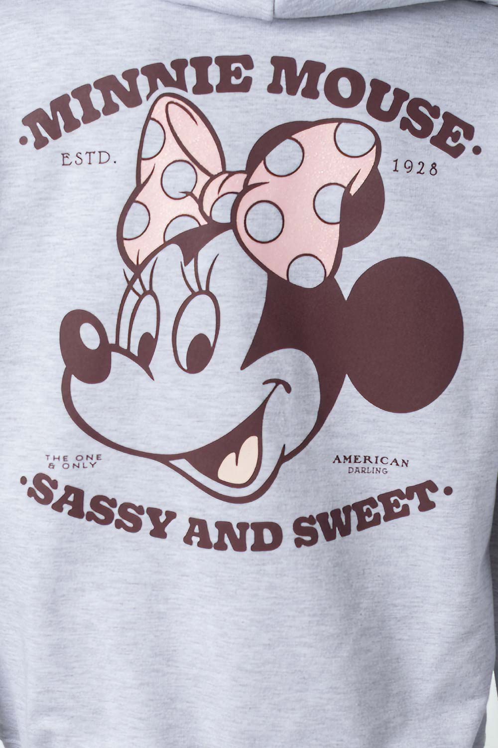 BUZO DE MINNIE MOUSE CON CIERRE Y CAPUCHA PARA MUJER