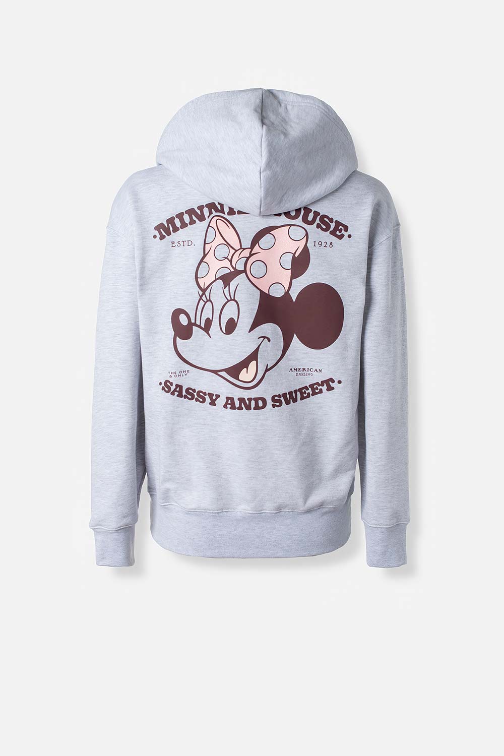 BUZO DE MINNIE MOUSE CON CIERRE Y CAPUCHA PARA MUJER