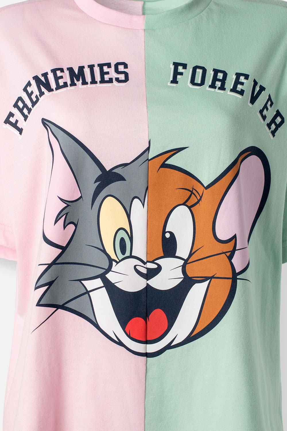 CAMISETA DE TOM Y JERRY REGULAR FIT PARA MUJER