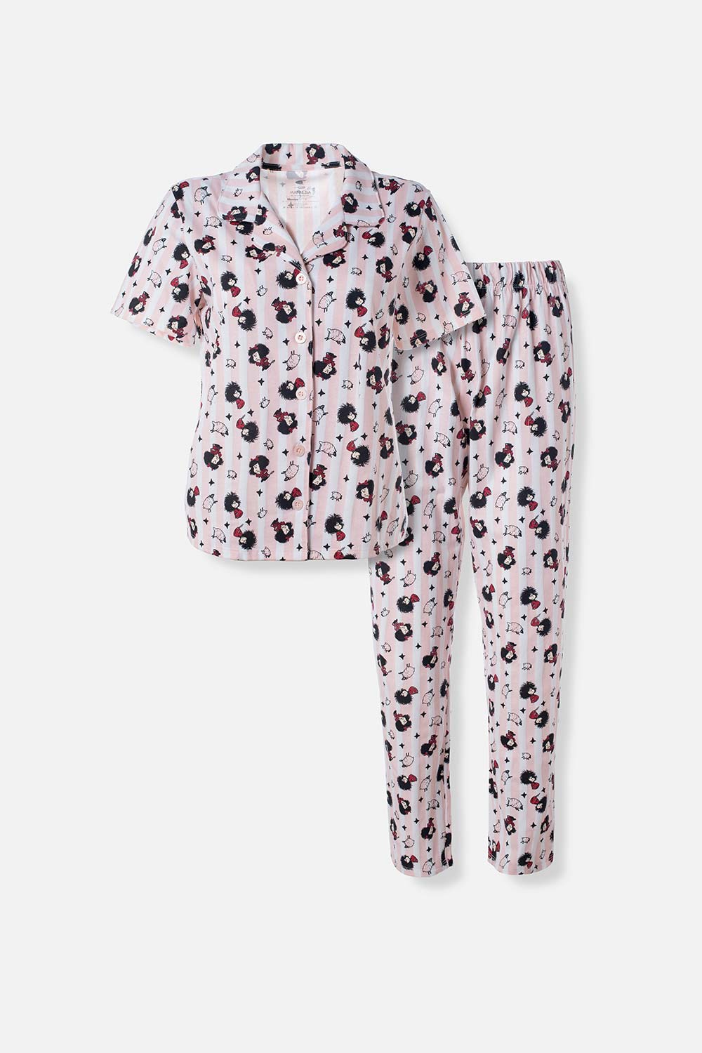 PIJAMA DE MAFALDA MANGA CORTA ROSADA PARA MUJER