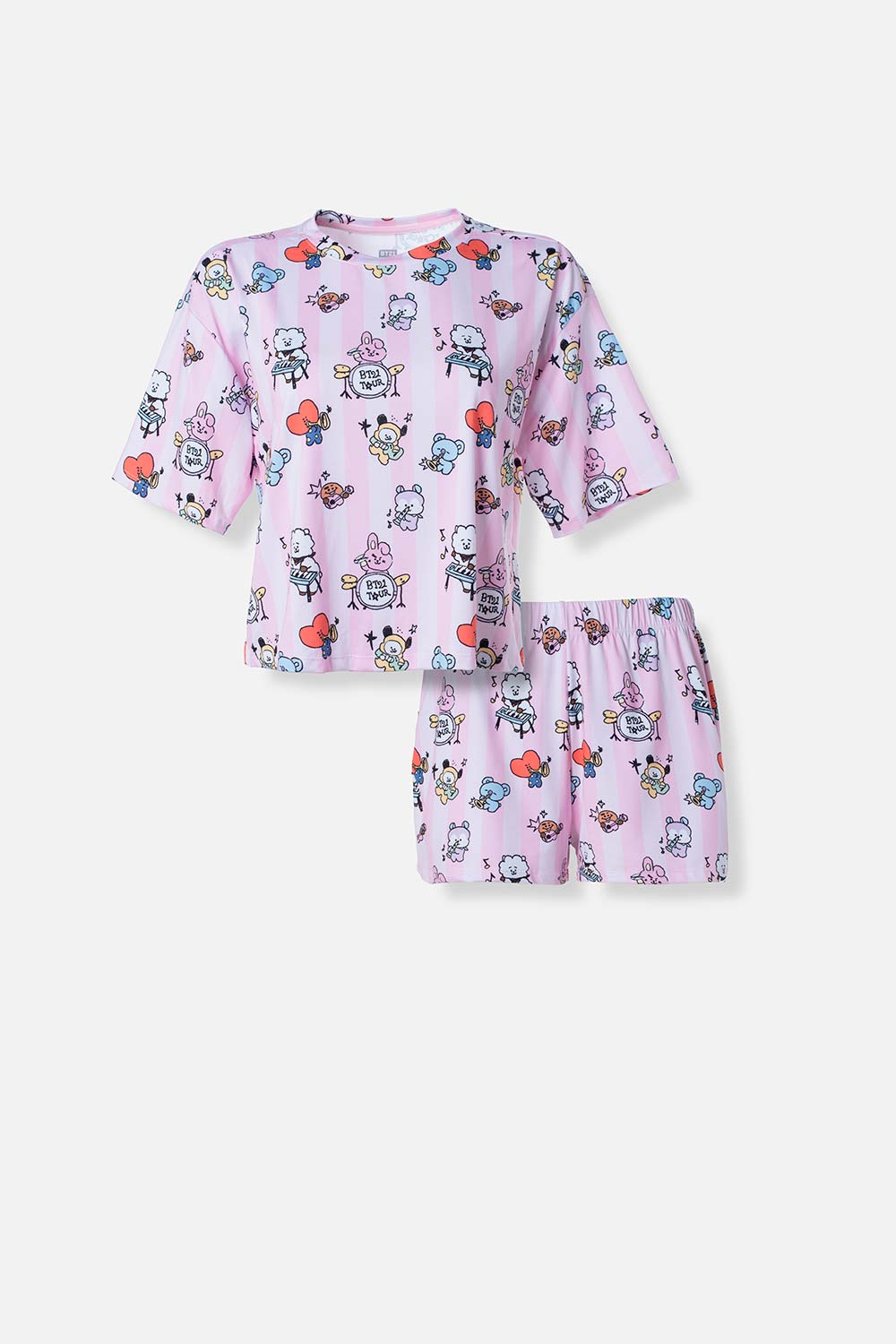PIJAMA DE BT21 CON PANTALON CORTO PARA MUJER