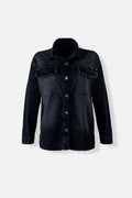 CHAQUETA DE MOVIES NEGRA CON TACHES DECORATIVOS PARA MUJER